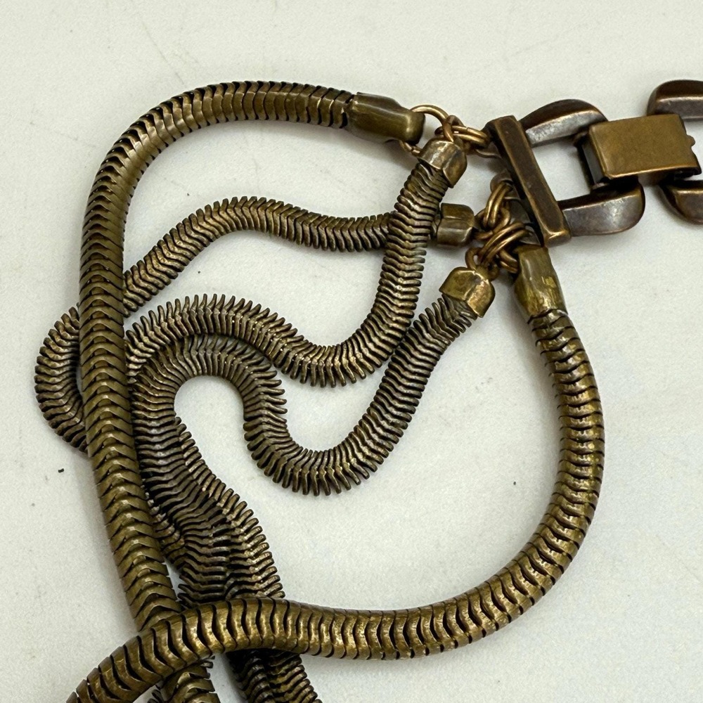 Unique Bronze Multi Snake Chain Orange Acrylic Pendant Necklace Unknown Maker - Picture 8 of 16